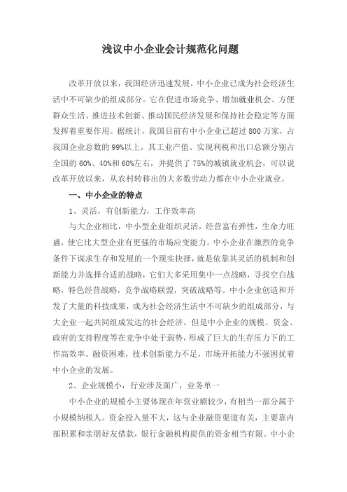 浅议中小企业会计规范化问题