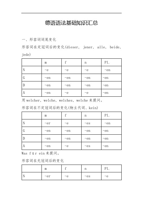 德语语法基础知识汇总