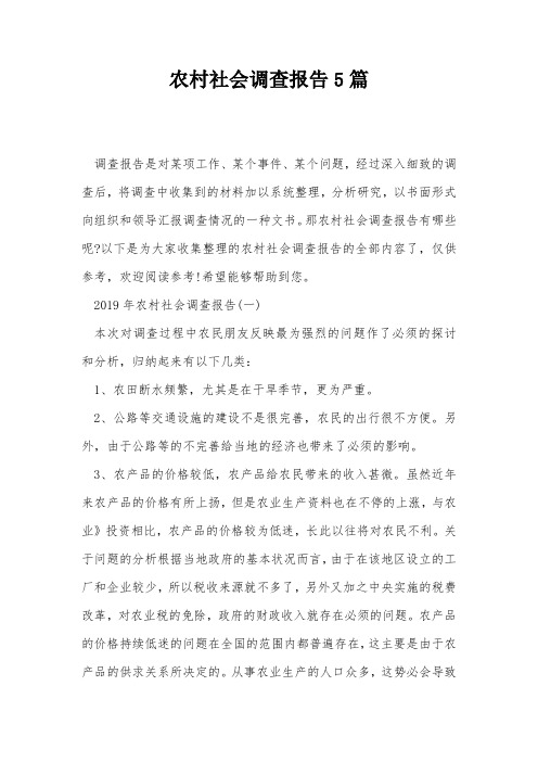 农村社会调查报告5篇