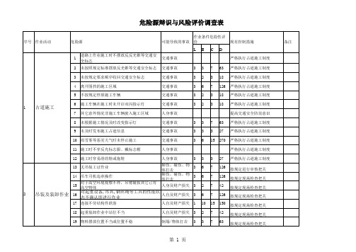 危害辨识调查表