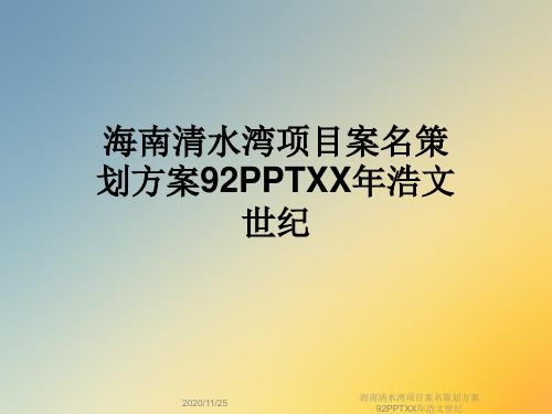海南清水湾项目案名策划方案92PPTXX年浩文世纪