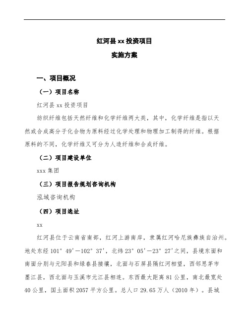 红河县建设项目实施方案