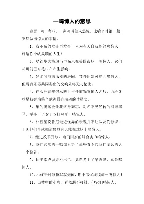 一鸣惊人的意思