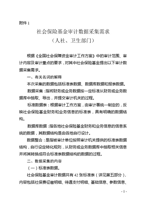 社会保险基金审计数据采集需求(人社、卫生部门)