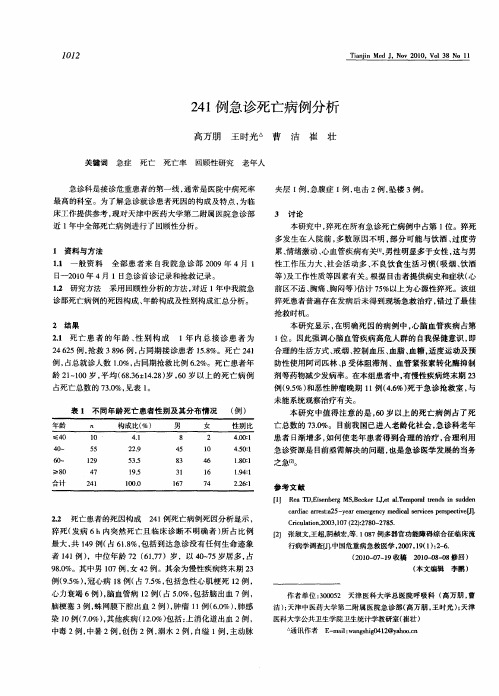 241例急诊死亡病例分析
