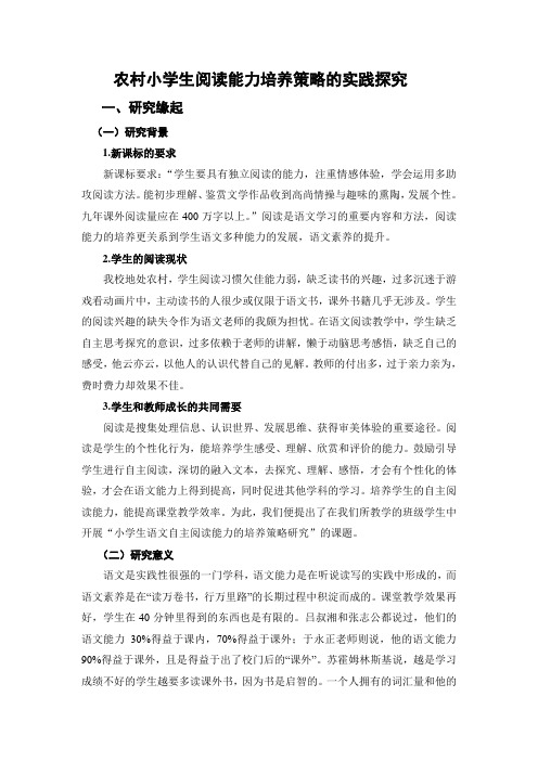 课题文件农村小学生阅读能力培养的策略研究