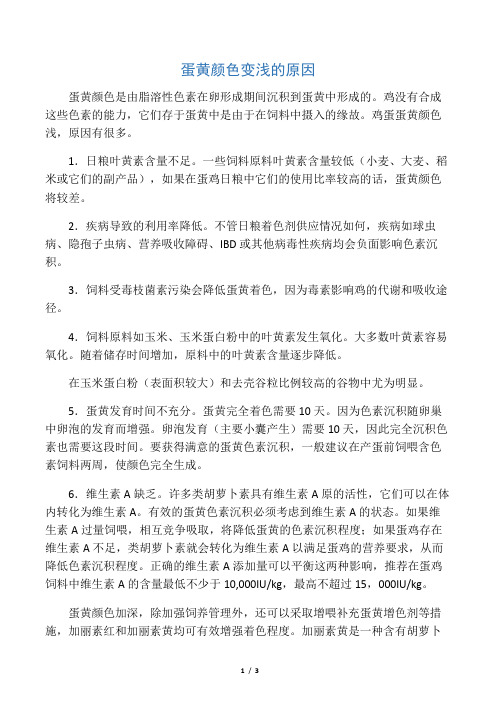 鸡蛋蛋黄颜色解析