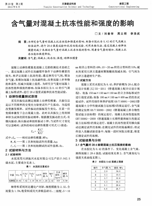 含气量对混凝土抗冻性能和强度的影响