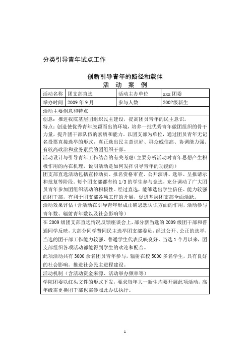 创新引导青年的路径和载体 活动案例