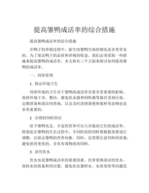 提高雏鸭成活率的综合措施