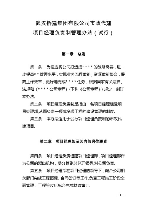 项目经理负责制管理办法试行(定稿)