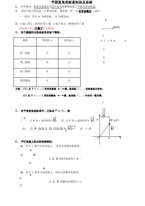 人教版七级数学下册《第七章平面直角坐标系》知识点归纳