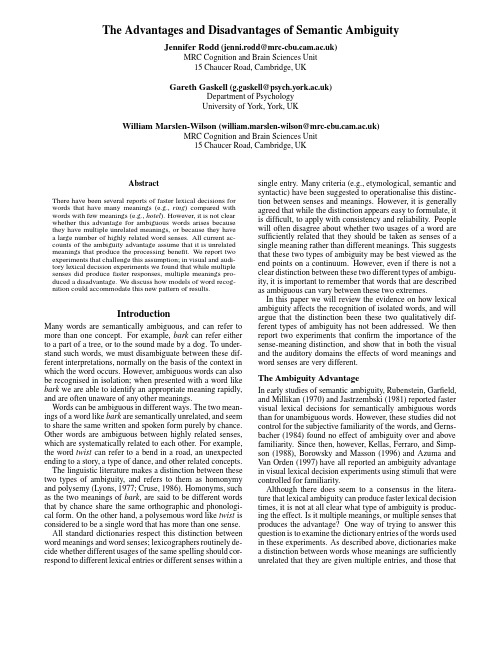The advantages and disadvantages of semantic ambiguity