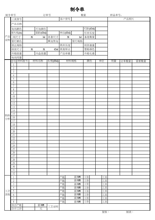 制令单