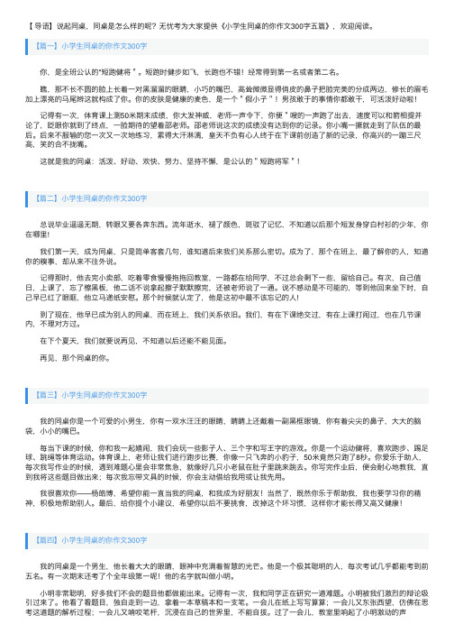 小学生同桌的你作文300字五篇
