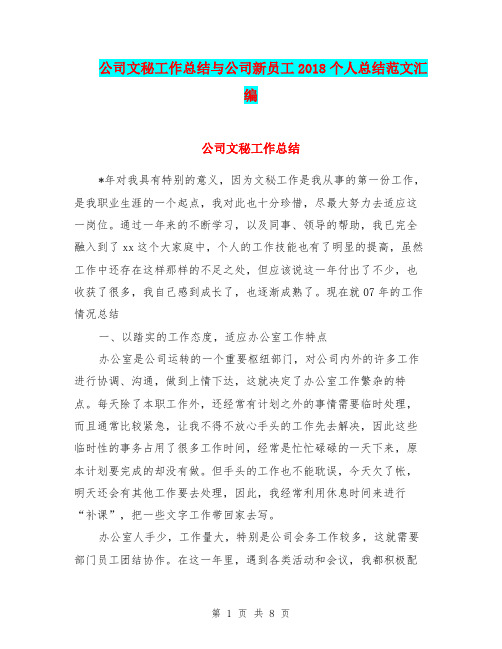 公司文秘工作总结与公司新员工2018个人总结范文汇编.doc