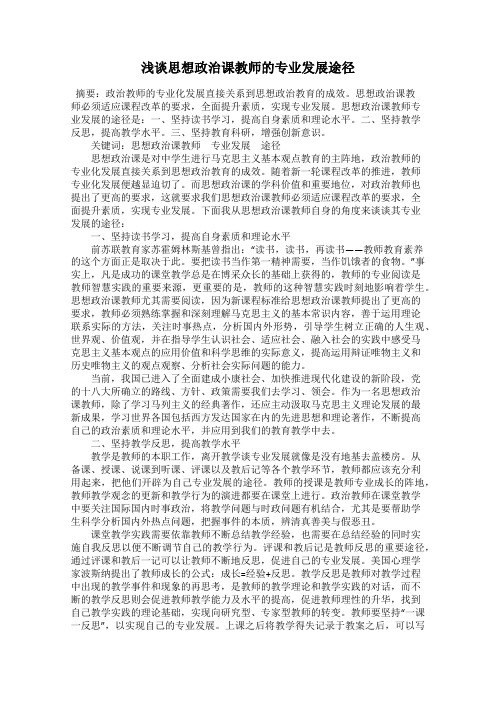 浅谈思想政治课教师的专业发展途径