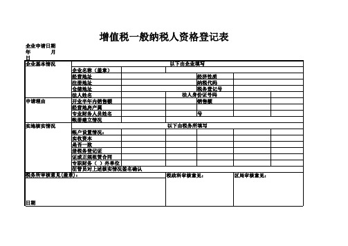 增值税一般纳税人资格登记表