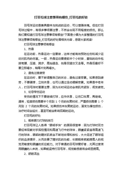 打羽毛球注意事项有哪些_打羽毛的好处