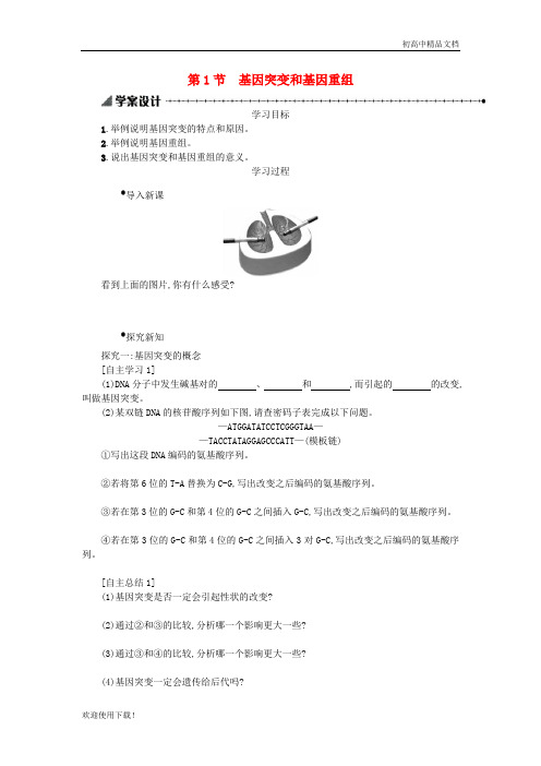 2019高中生物 5.1 基因突变和基因重组学案设计 新人教版必修2