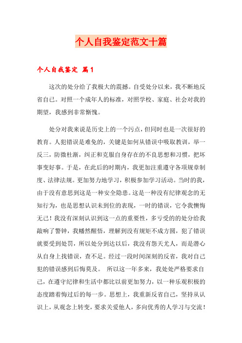 个人自我鉴定范文十篇