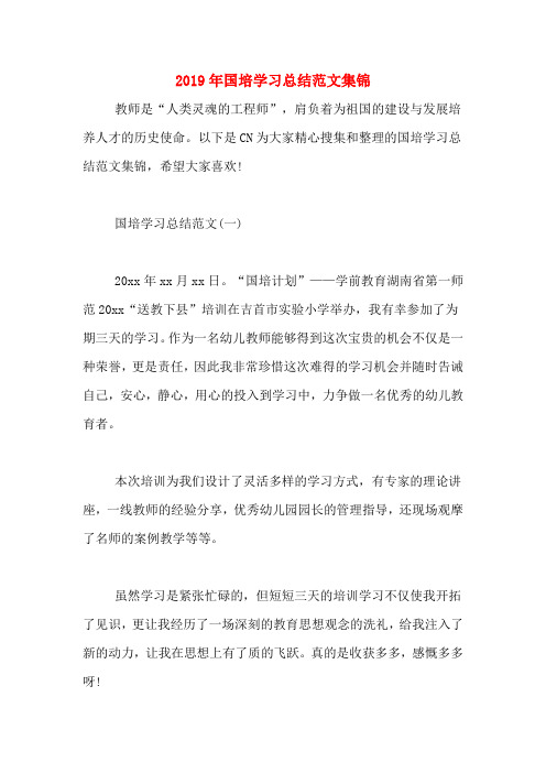 2019年国培学习总结范文集锦