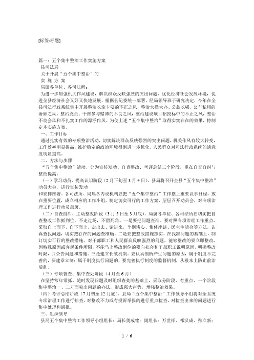 集中整治工作方案