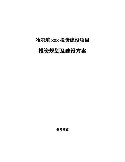 哈尔滨投资规划及建设方案模板范文