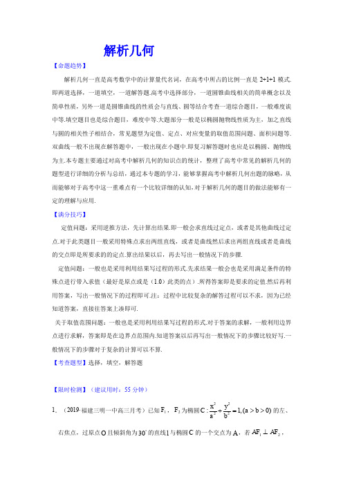 解析几何-2020年高考数学(理)【热点·重点·难点】专练(解析版)