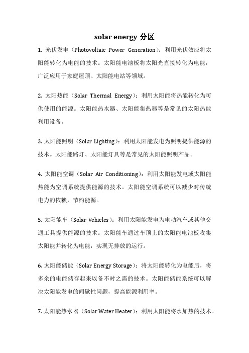 solar energy分区
