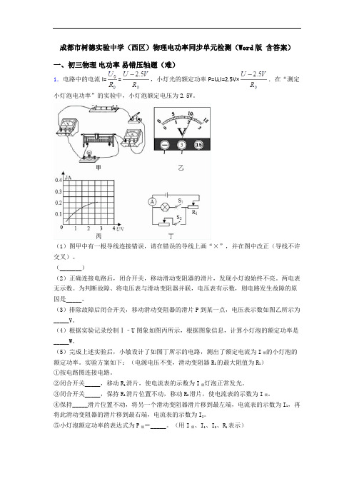 成都市树德实验中学(西区)物理电功率同步单元检测(Word版 含答案)