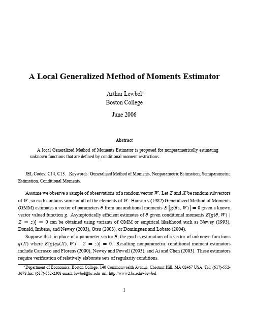 Estimation, Conditional Moments.