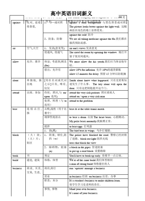 高中英语旧词新义总结
