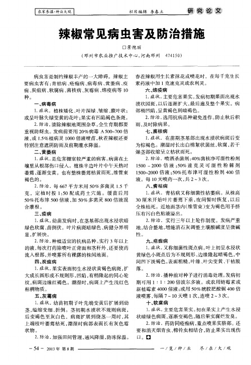 辣椒常见病虫害及防治措施