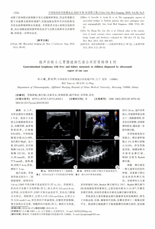 超声诊断小儿胃肠道淋巴瘤合并肝肾转移1例