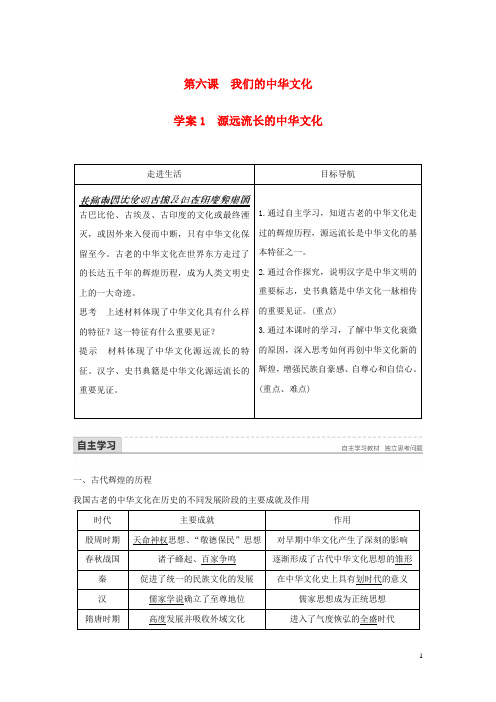 高中政治第三单元中华文化与民族精神第六课我们的中华