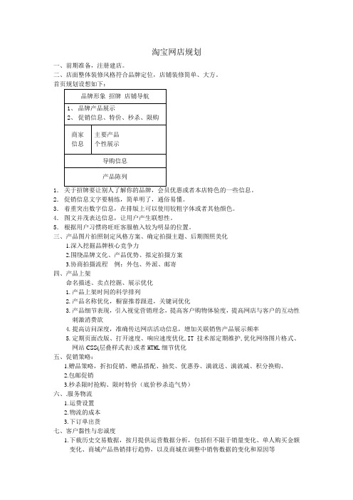 淘宝网店规划
