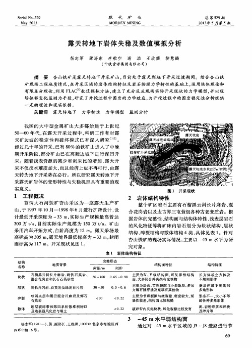 露天转地下岩体失稳及数值模拟分析