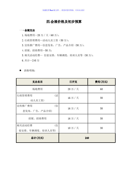 会展预算方案(word版)