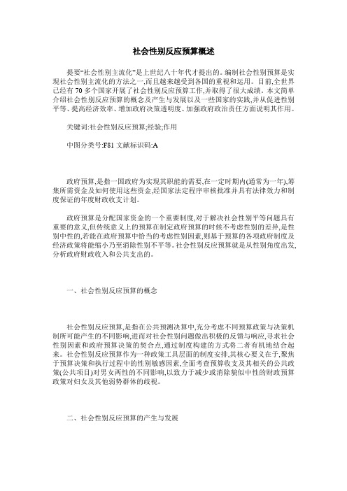 社会性别反应预算概述
