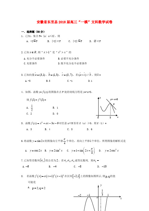 最新-安徽省池州市2018届高三数学“一模”试题 文 精