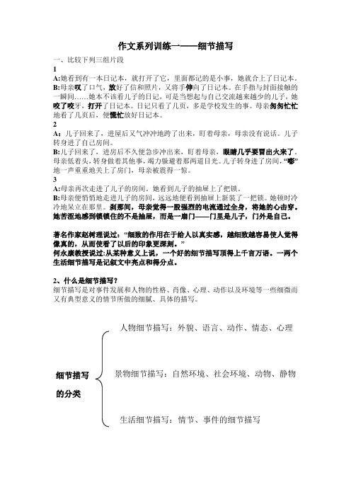 细节描写作文训练教学文案