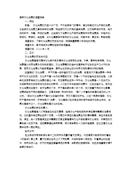文化消费调研报告