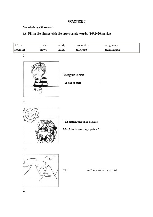 新加坡小学一年级英语试及答案PRACTICE 7