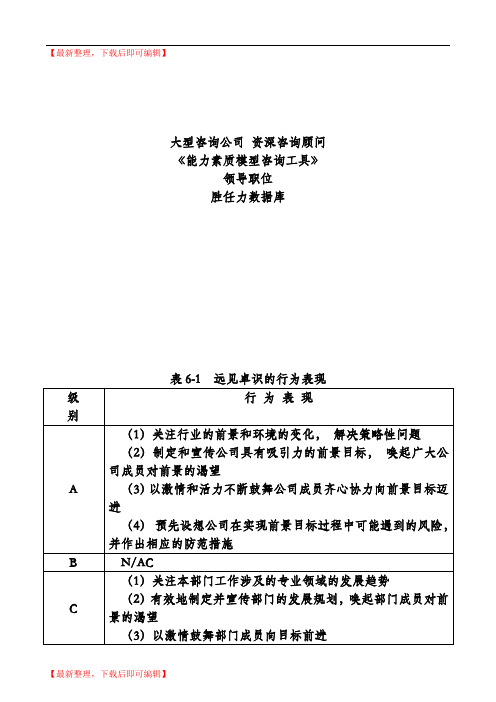 大型咨询公司《能力素质模型咨询工具》胜任力数据库(完整资料).doc