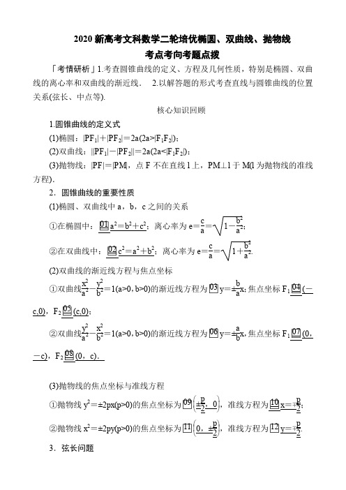2020新高考文科数学二轮培优椭圆、双曲线、抛物线考点考向考题点拨(27页)