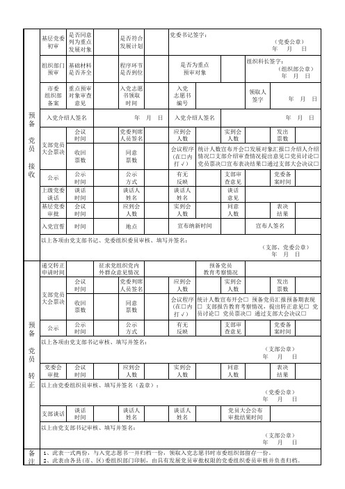 19、发展党员全程记实表(市委发)