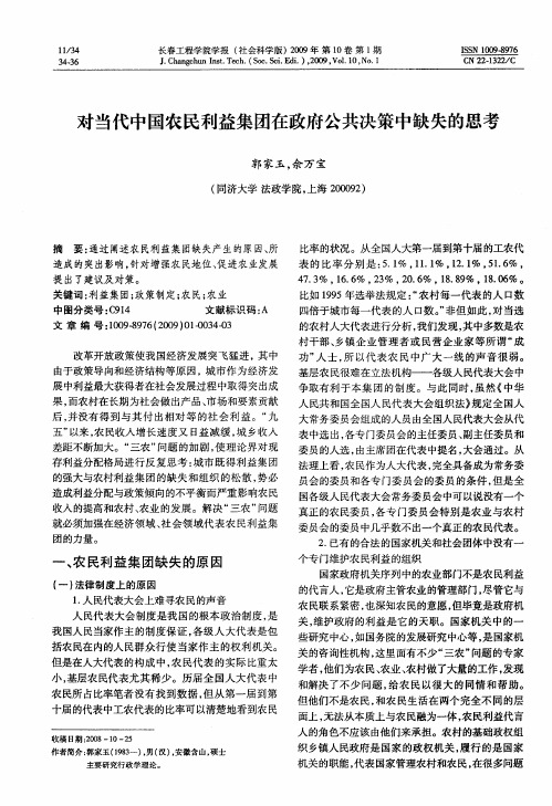 对当代中国农民利益集团在政府公共决策中缺失的思考