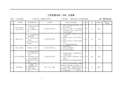 工作危害分析(JHA-LS)记录表