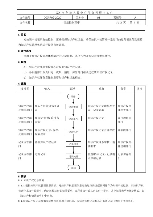 知识产权体系贯标：记录控制程序